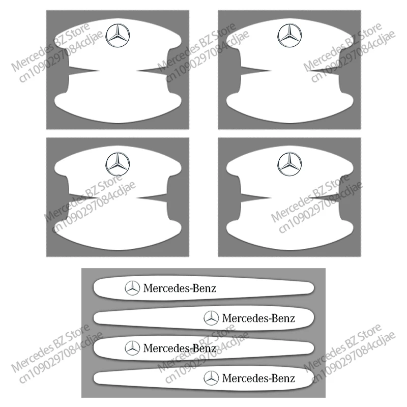 4/8PC Naklejki zapobiegające zarysowaniom Folia ochronna na klamkę samochodową do Mercedes Benz W204 W124 W201 W202 W212 W220 W205 GLA CLA AMG