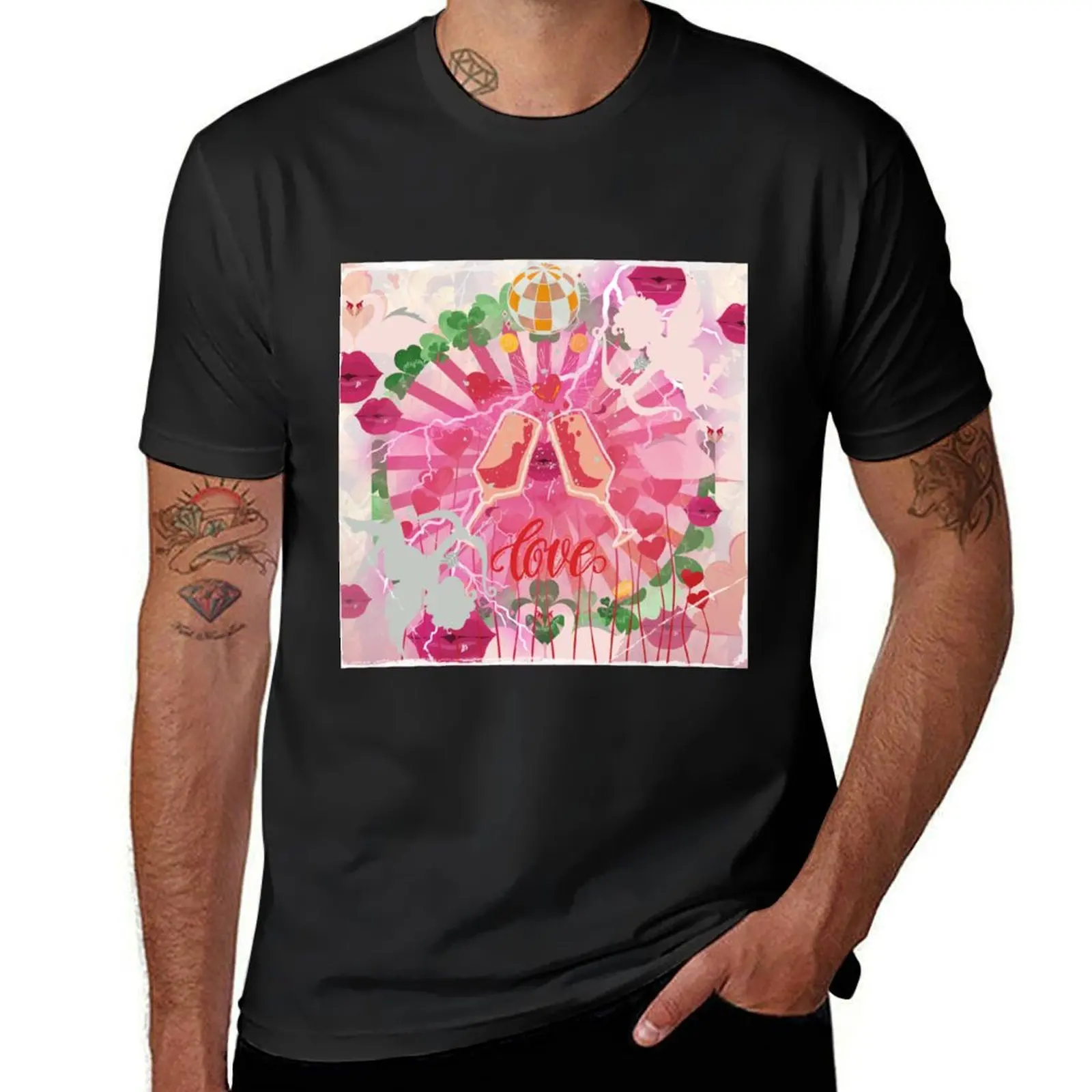 Camiseta de copia del Día de San Valentín para hombre, prenda de vestir, divertida, romántica, anime, informal, elegante, Verano