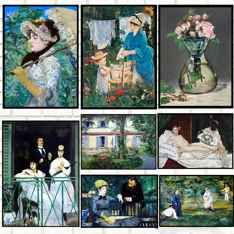 Célèbre artiste Edouard Manet oeuvre Olympia affiche toile peinture mur Art pour salon moderne décoration de la maison