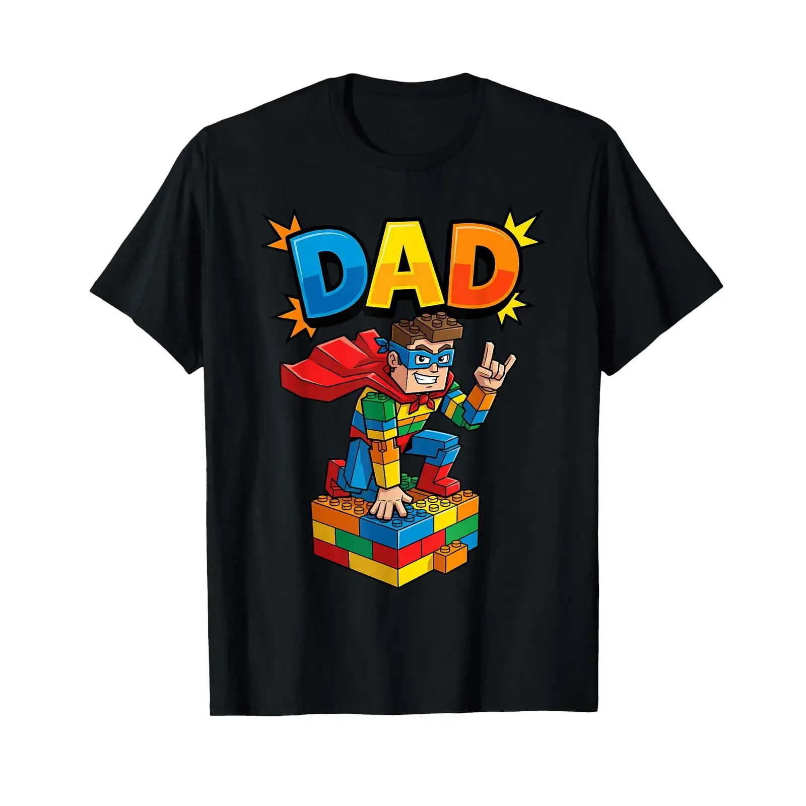 Dad Super Daddy Hero Baustein Comic Herren T-Shirt Vintage gewaschen Unisex Stylisch Dehnbar Streetwear Leicht weich