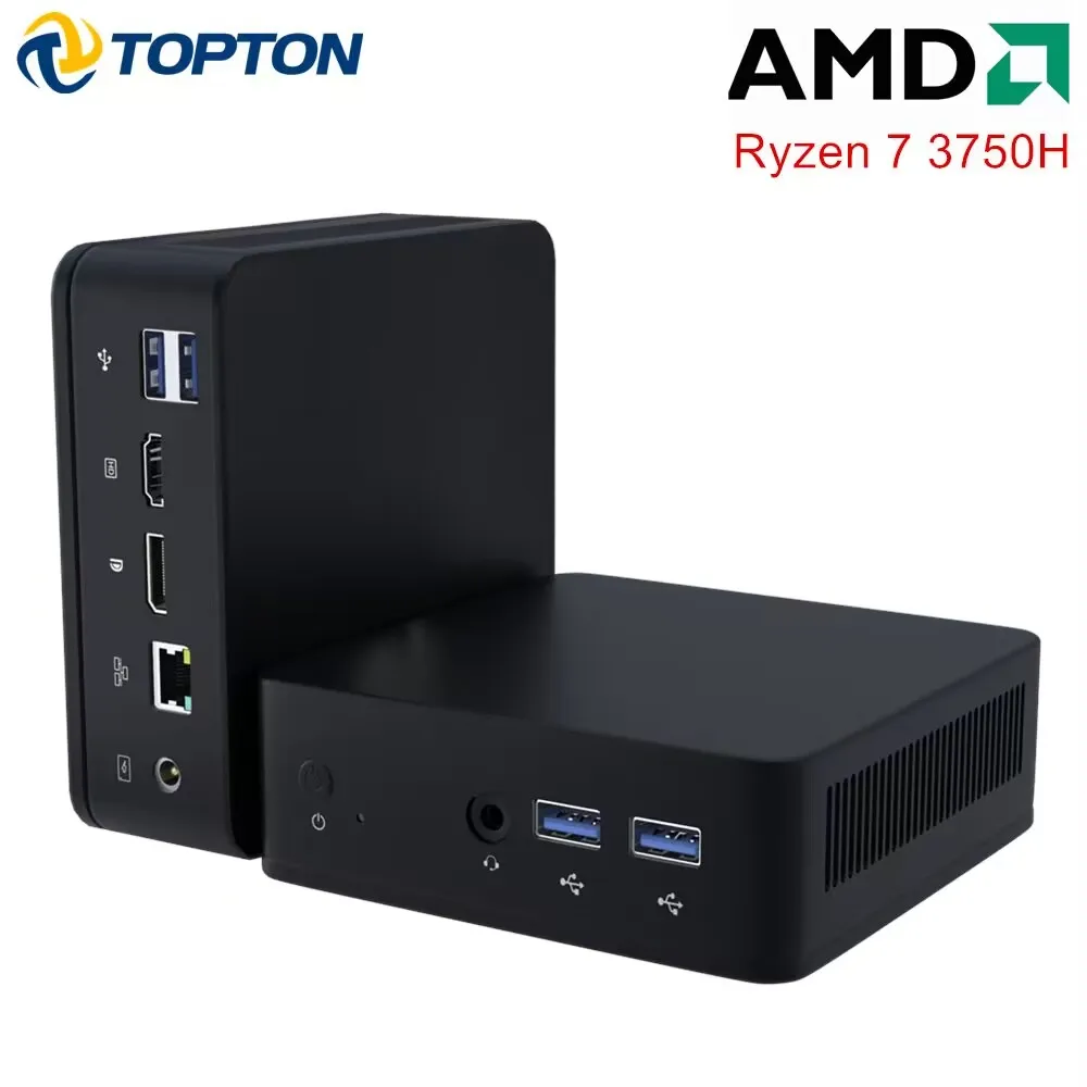 Topton 저렴한 AMD 미니 PC Ryzen 7 3750H 5 3550H 베어본 컴퓨터, 윈도우 11 2xDDR4 NVMe 게이밍 미니 PC, 듀얼 4K UHD HTPC 와이파이