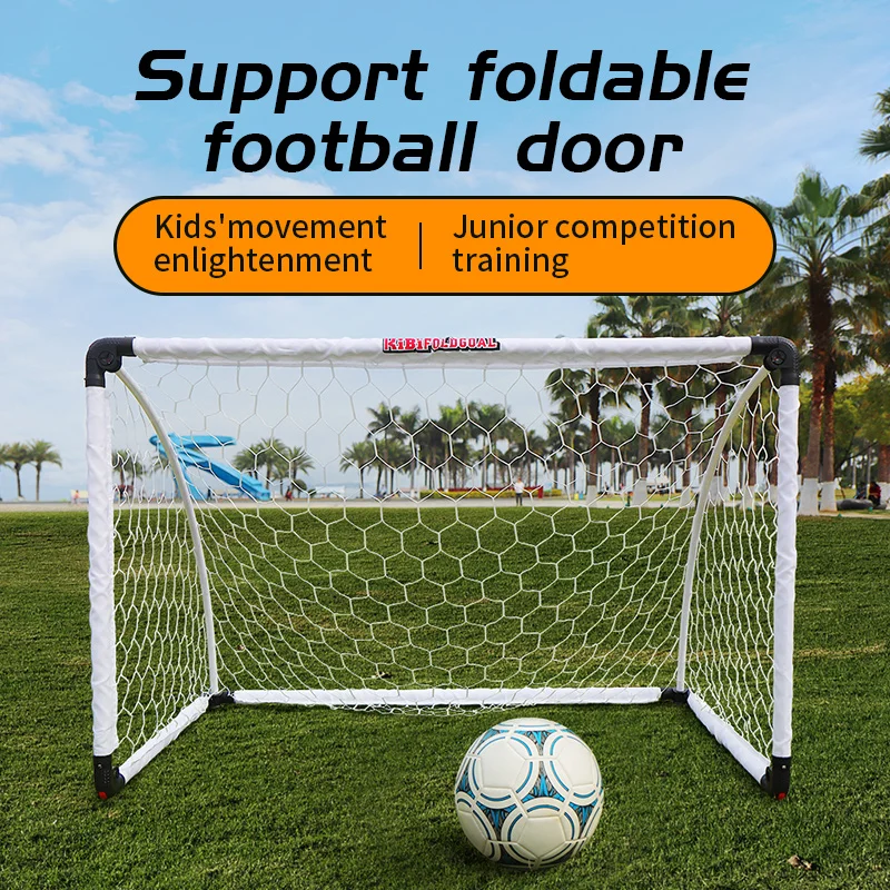 Gawang sepak bola lipat portabel dengan tas jinjing, ukuran besar untuk latihan sepak bola dalam dan luar ruangan