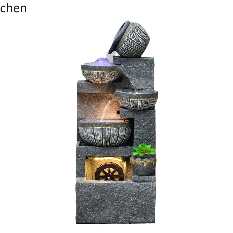 PYH Cross-Border Simple Rockery Water Fountain Humidifier Feng Shui Wheel Fish Tank Entrance Small Ornament - view 5