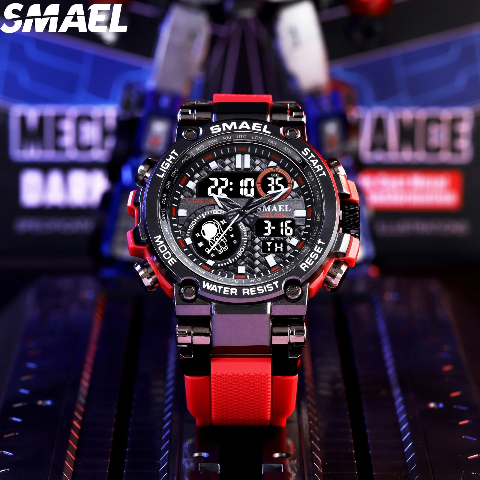 SMAEL Fashion Sporty Watch for Men Creative Weave Texture Dial Clock Waterproof Chronograph Digital Man Watch 8093 reloj hombre