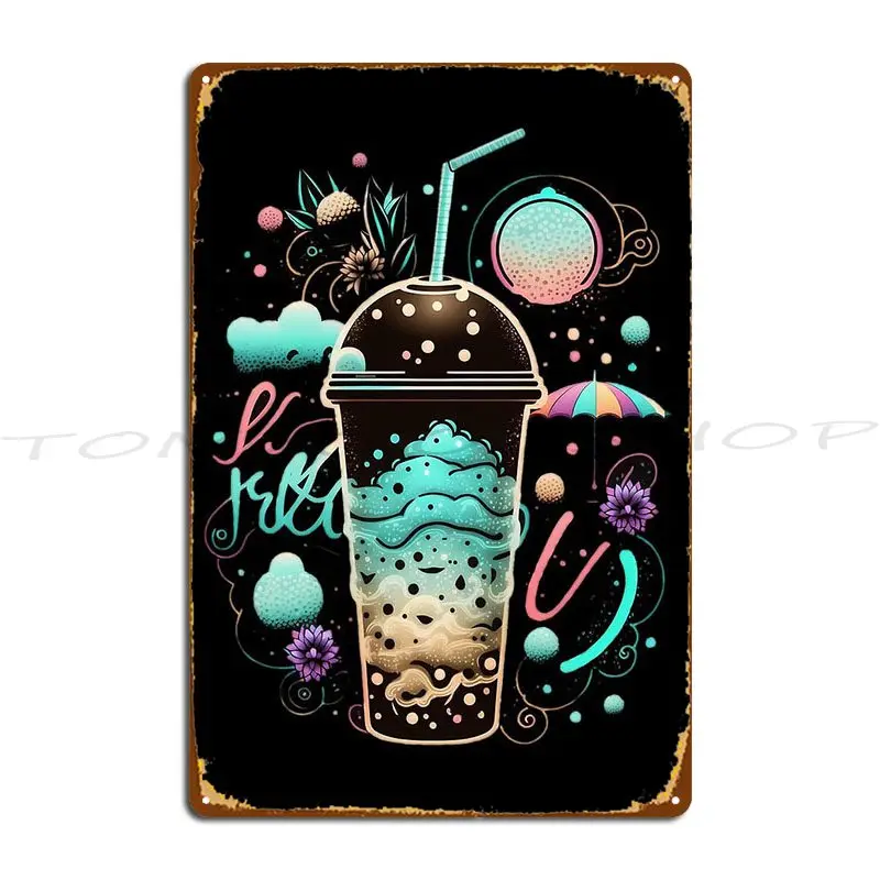 Kawaii Bubble Tea Lover Gift Asian Drinks Cute Anime Metal Sign Club Vintage Personalized Cinema Customize  Tin Sign Poster