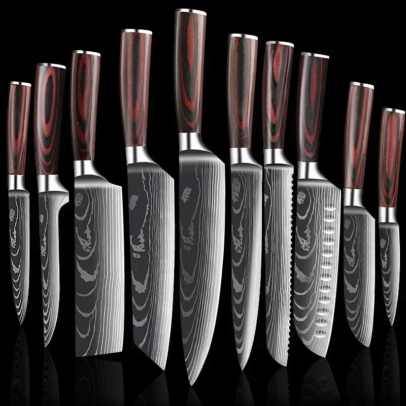Professional Kitchen Knives Chef Cleaver Meat Wood Handle Japanese Knife Slicing Bread Fruit Fish BBQ Butcher Boning Knife Tools