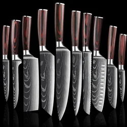 Professional Kitchen Knives Chef Cleaver Meat Wood Handle Japanese Knife Slicing Bread Fruit Fish BBQ Butcher Boning Knife Tools