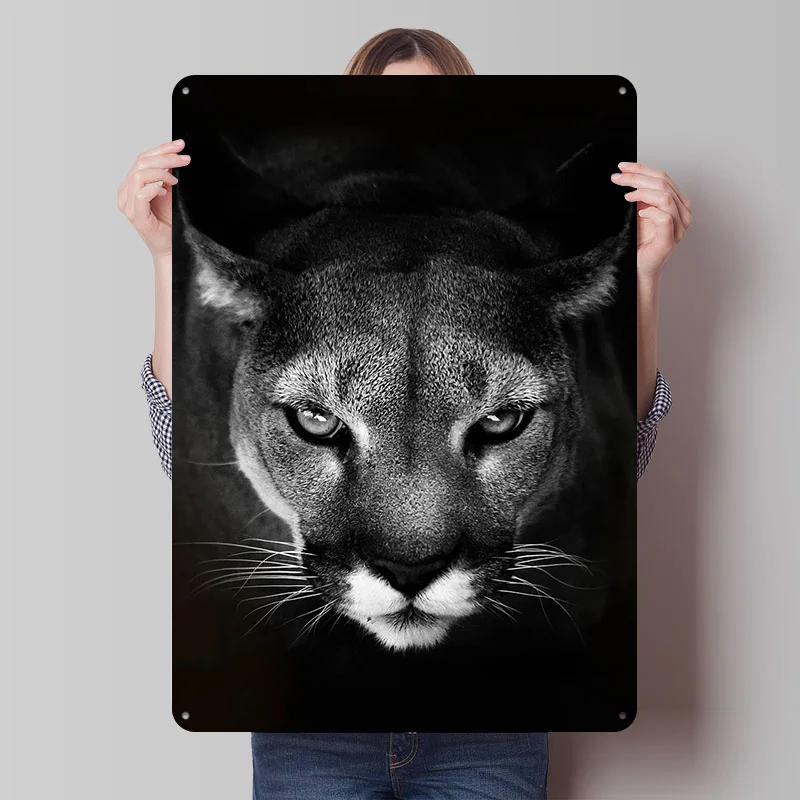 The Cougar Silver Lion Tinplate Poster Custom Wall Art Vintage Metal Signs Retro Tin Plaque for Decoration Garage Decorations