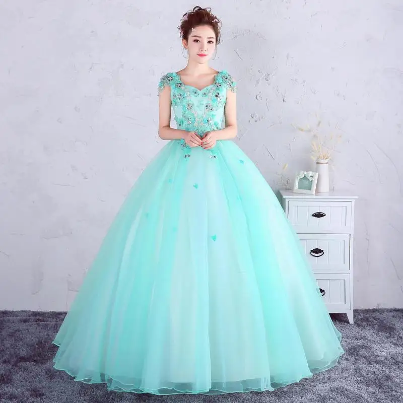 

New Quinceanera Dresses Elegant Sleeveless Tulle Ball Gown Sequins Lace Floral Puffy Dresses For Prom Custom Made Plus Size