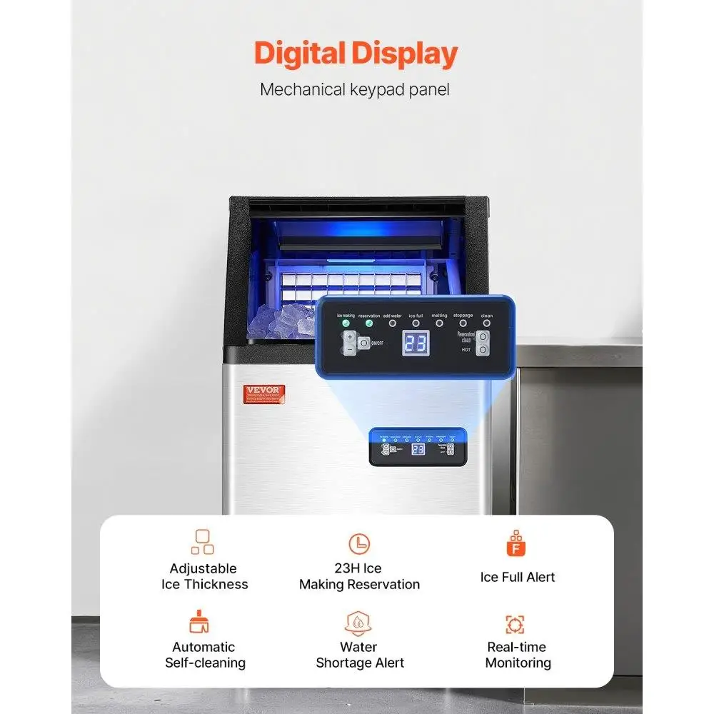 Freestanding Commercial Ice Maker 100lbs Daily Production 36 Cube Capacity High Efficiency Machine