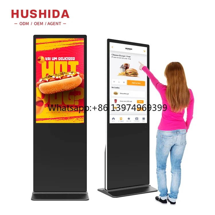 HUSHIDA 43 Inch Advertising Monitor Stands Full Color Led Network Advertising Player Display Digital Signage