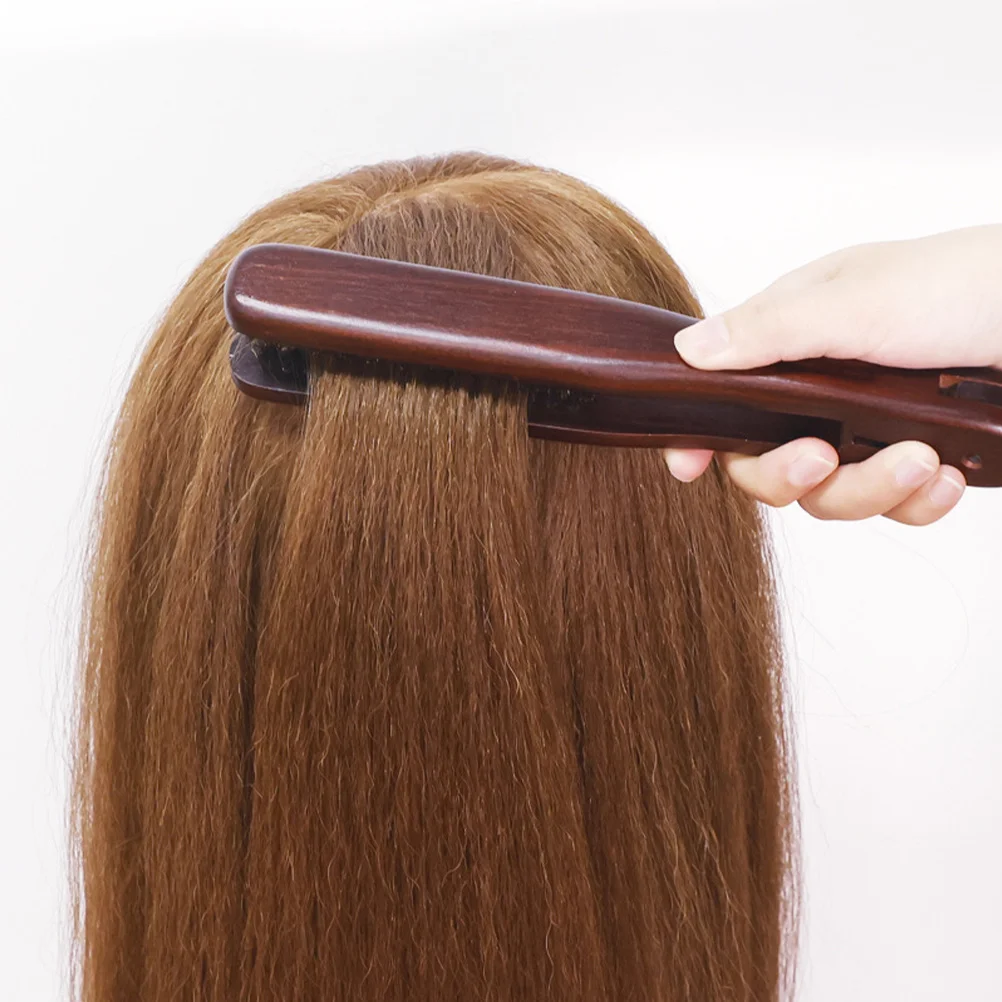 مشط تمليس الشعر بشعيرات مضادة للكهرباء الساكنة، مقبض خشبي، فرشاة محمولة مزدوجة الجوانب لتصفيف الشعر الناعم الخالي من التجعد