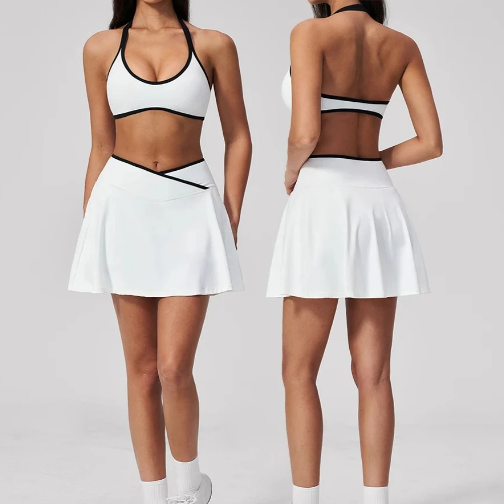 

Women's Tracksuit 2-Piece Yoga Suit Sportswear Push Up Fitness Suit Gym Clothes Sports Bra Yoga Skirt Workout Set Gym Outfits