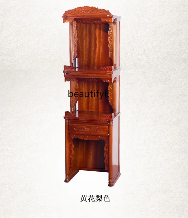 xxqSolid wood three-layer Shentai household God of Wealth table vertical cabinet modern Buddhist platform new Chinese style