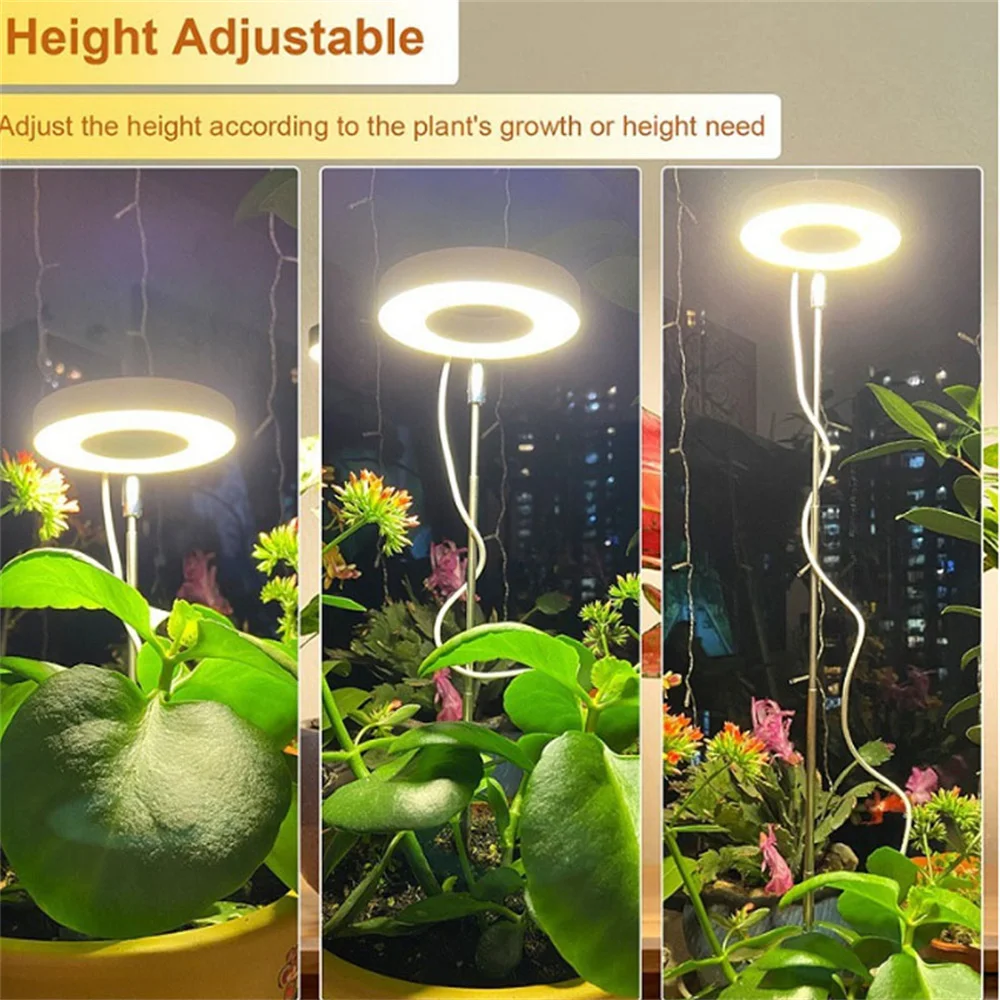 Full Spectrum LED Plant Grow Lamp Height Retractable Angelic Ring Indoor Flower Plant Growing Lights Time And Light Adjustable