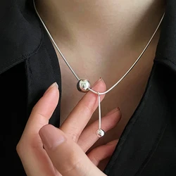 PANJBJ 925 Sterling Silver Line Necklace for Women Girl Fashion Concise  Individuality Jewelry Birthday Gift Dropshipping