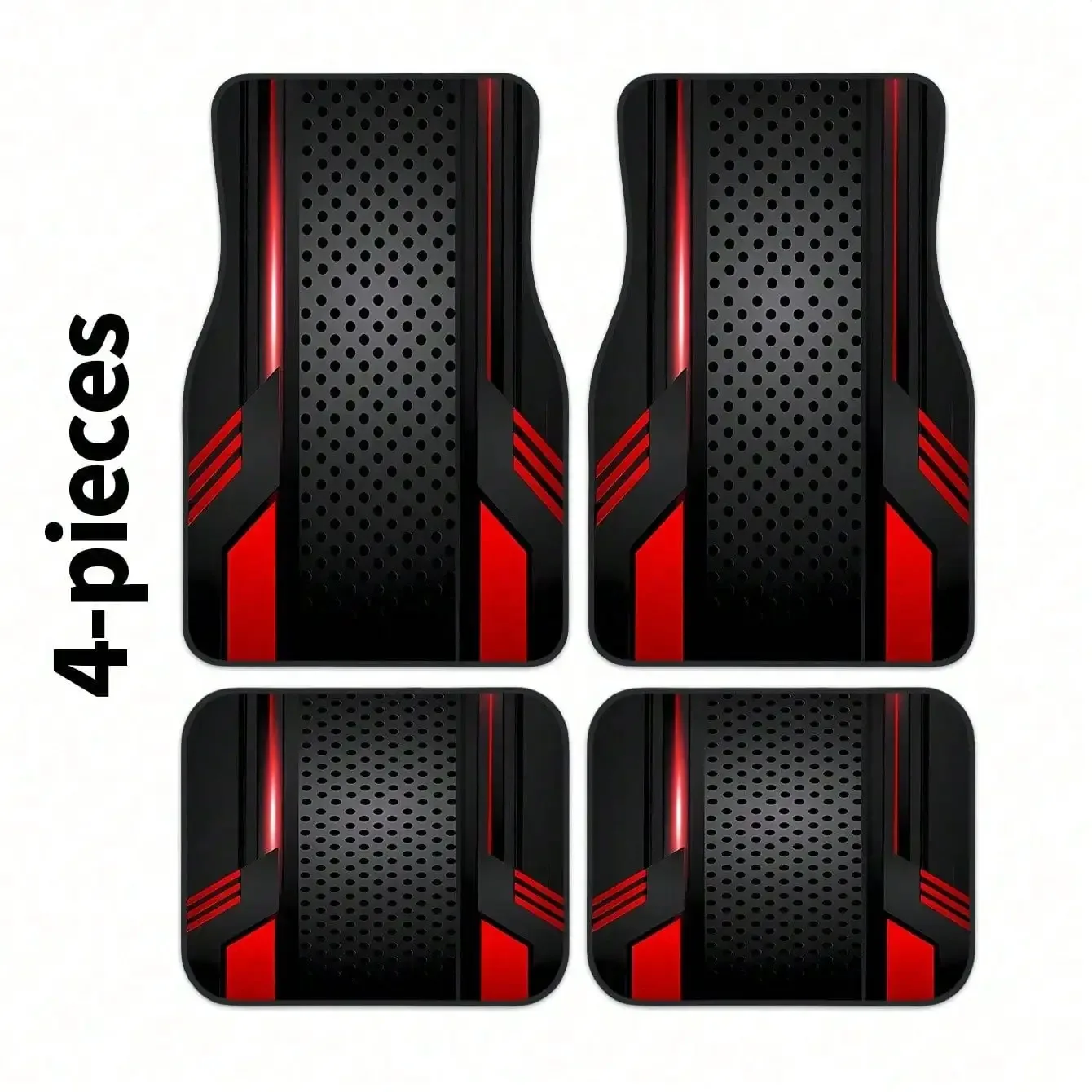 

2D Tech-style Panel Pattern Trendy Car Floor Mats 4pcs Set Universal Dirt-proof All Seasons Car Interior Accessories Suit Gift