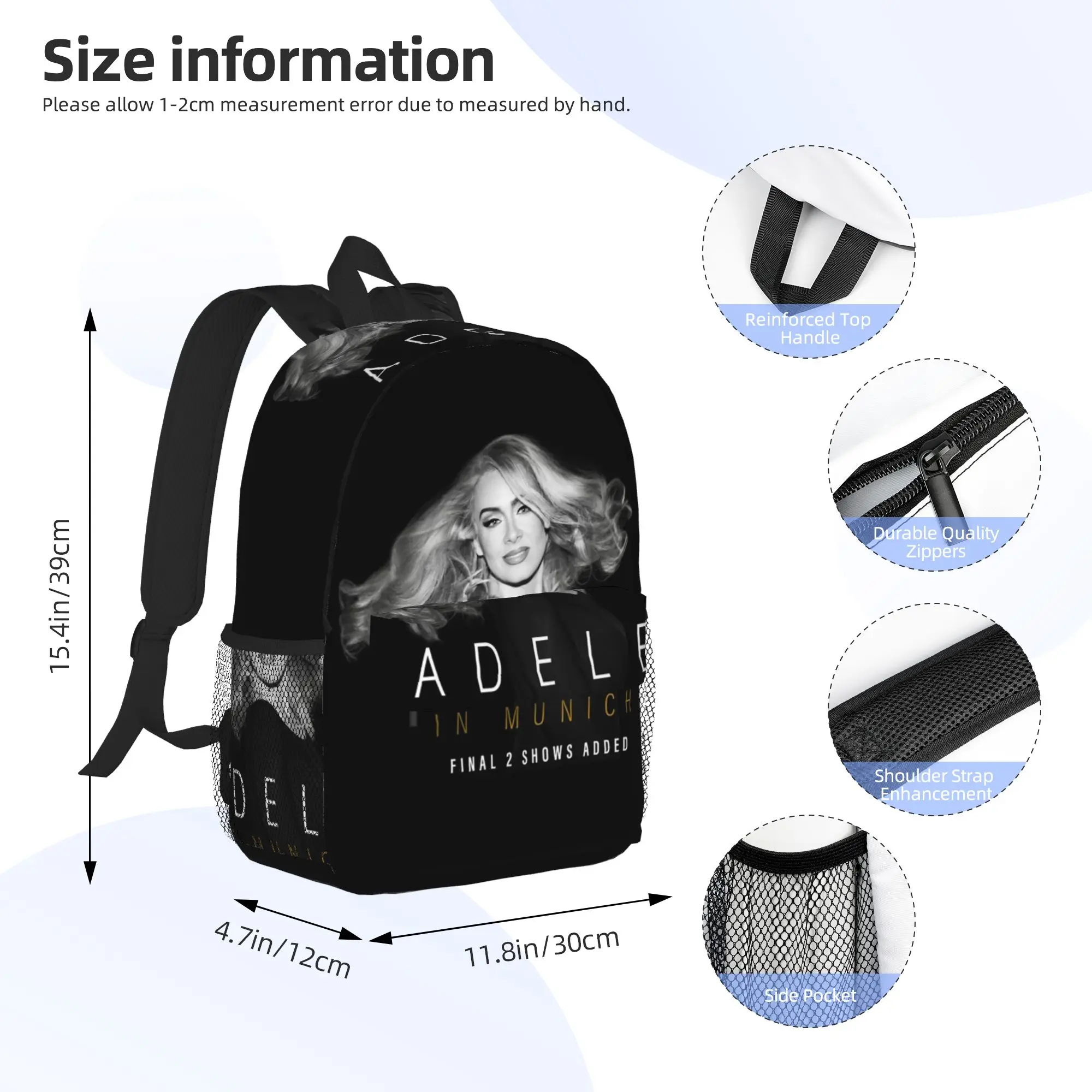 Cool Singer Adele Tour Music Album Backpack Hot Sale Daypack Boys Girls BookBag Shoulder Bags for Men Women School Bag