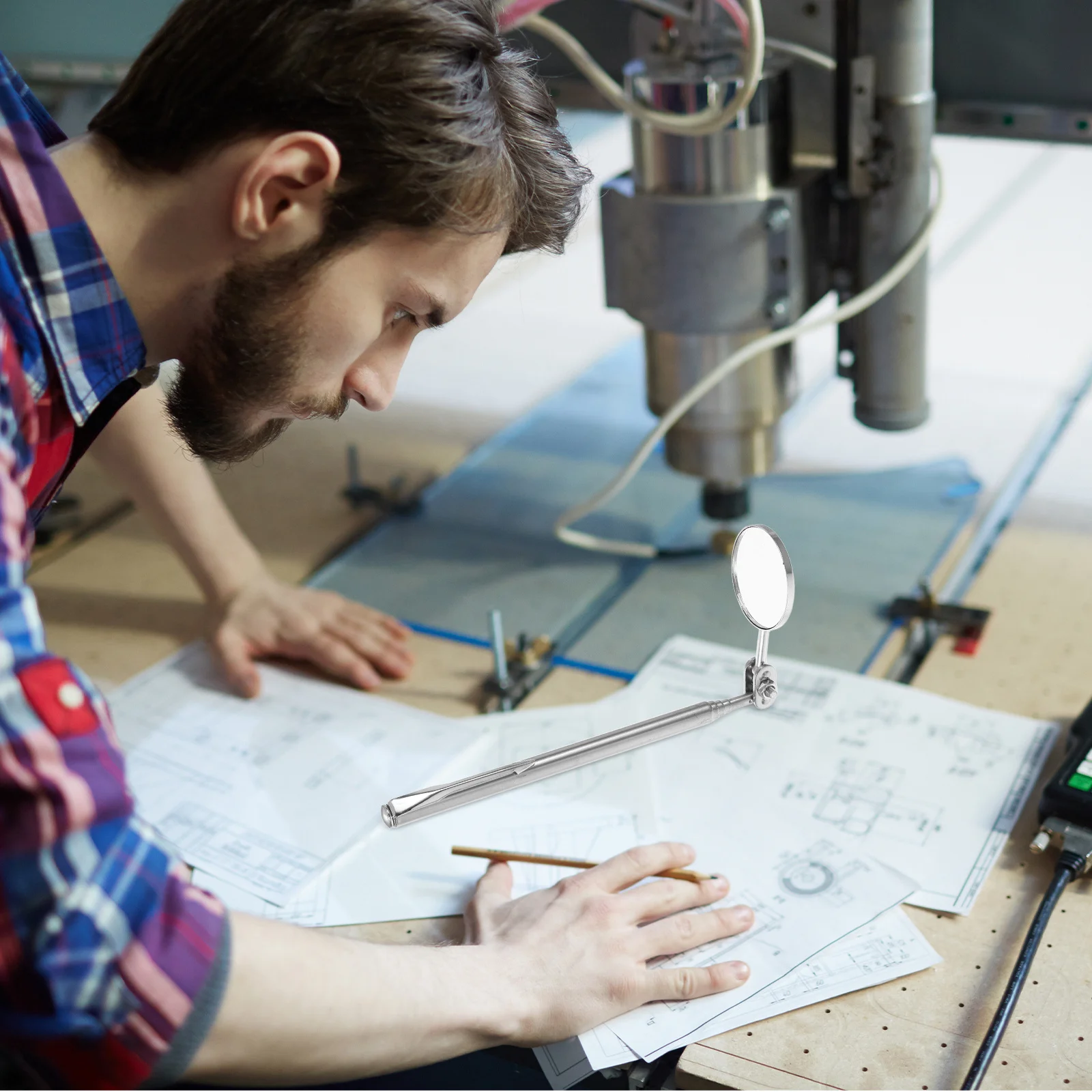 

30Mm Telescoping Inspection Mirror Round Mechanic Tool 360° Swivel Hd Reflective Surface For Vehicle Undercarriage Repair