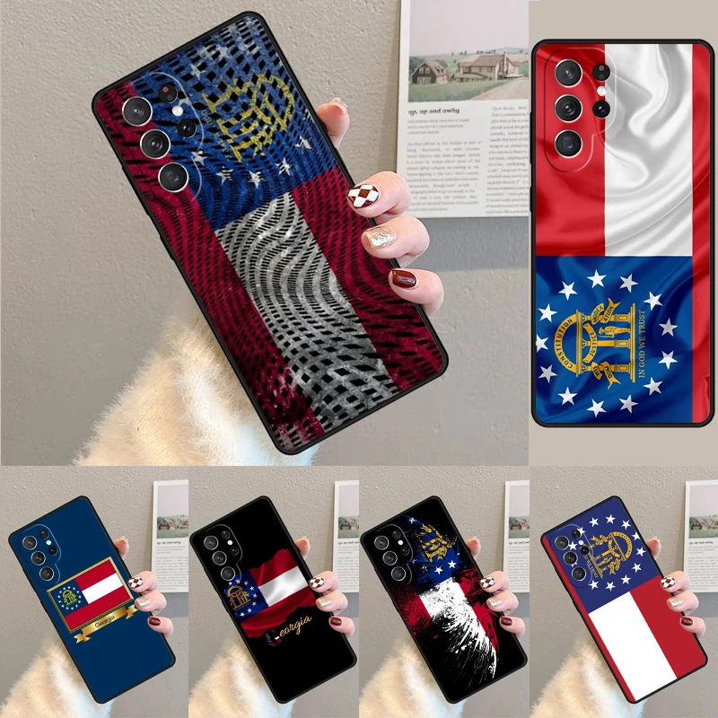 Georgia State Flag soft Silicone Phone Case For Samsung Galaxy note 10 pro S26 S25 S24 S23 S22 S21 Plus S25Ultra Capa Cover