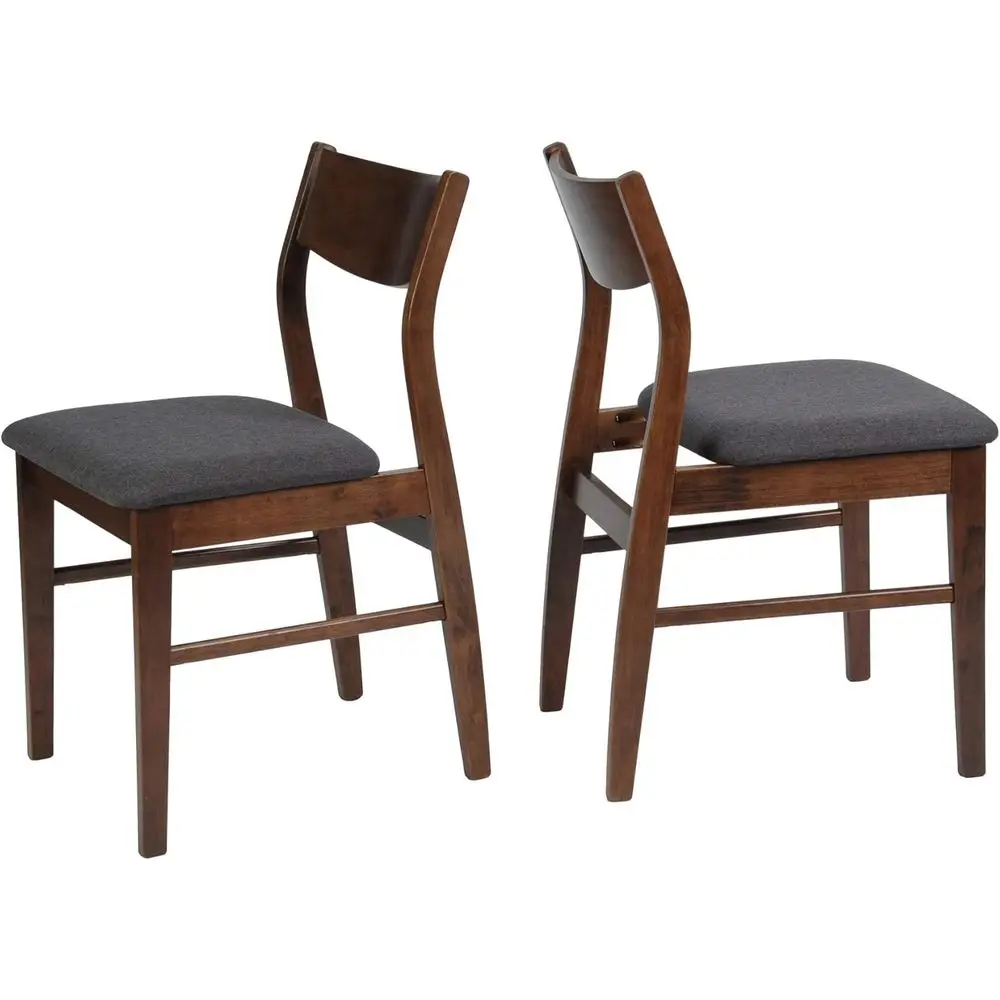 

Mid-Century Modern Dining Chairs Set of 2 with Grey Fabric and Walnut Finish