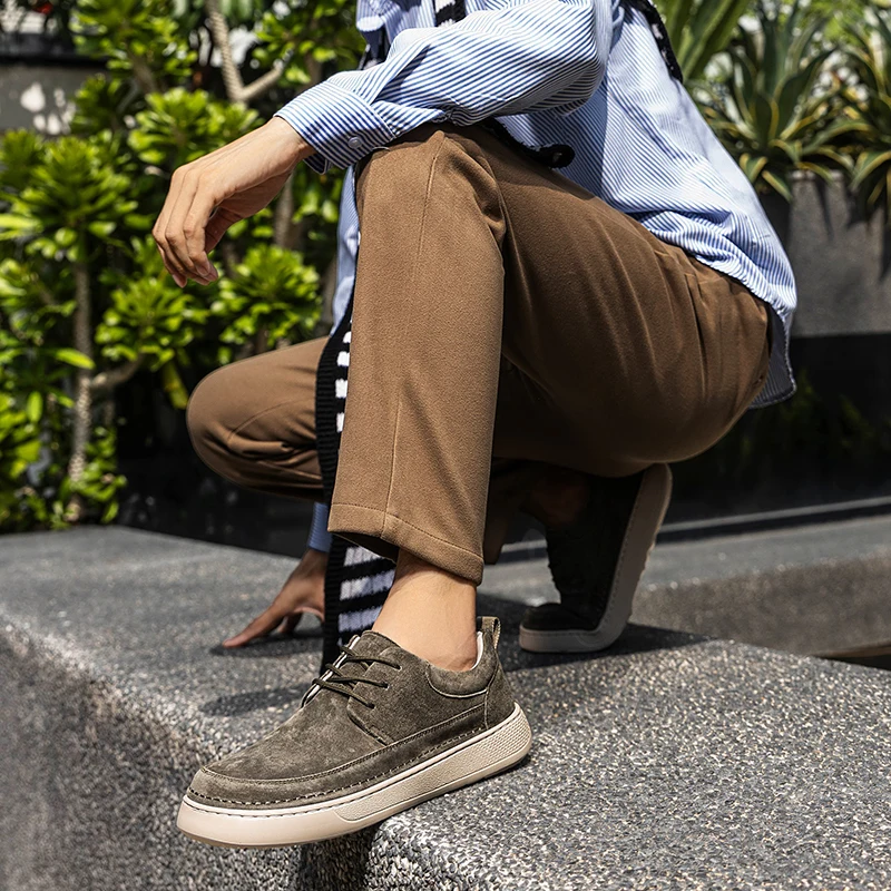 

Comfort Casual Trendy Board Shoes High-quality Top Layer Cowhide Handmade Mens Shoes Luxury Brand Lace Up Business Leather Shoes