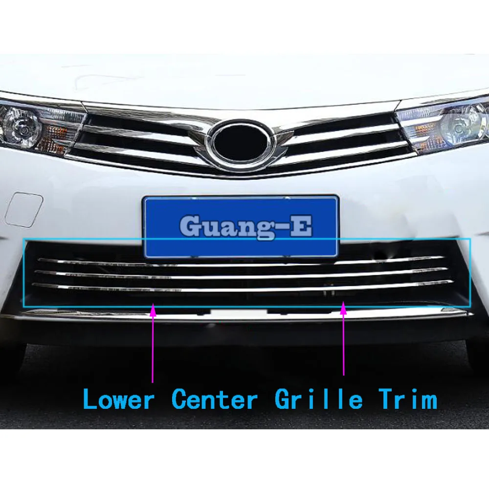 Car Body Styling Protection Stainless Steel Trim Front Up Grid Grill Grille Around 3pcs For Toyota Corolla Altis 2014 2015 2016