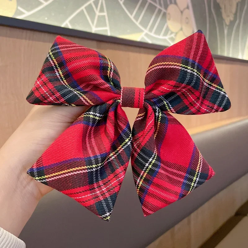 20pcs 4inch Christmas Plaid Bow Spring Hairpin  Fabric Hair Bow Clip for Girls Women Accesorios Para El Cabello заколки