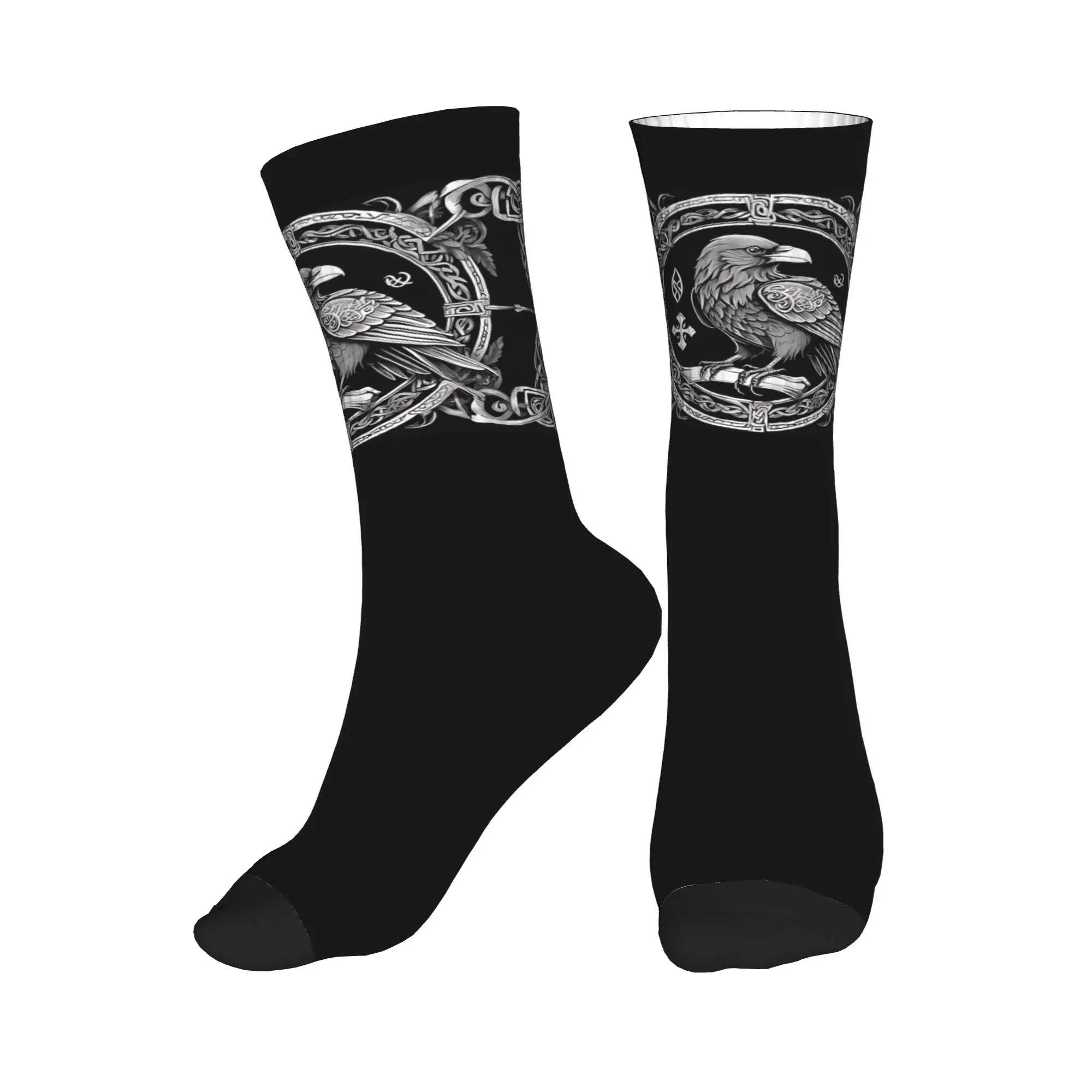 

All Seasons Yggdrasil Raven Sport Middle Tube Socks Super Soft Crew Socks Casual Stockings for Men Women