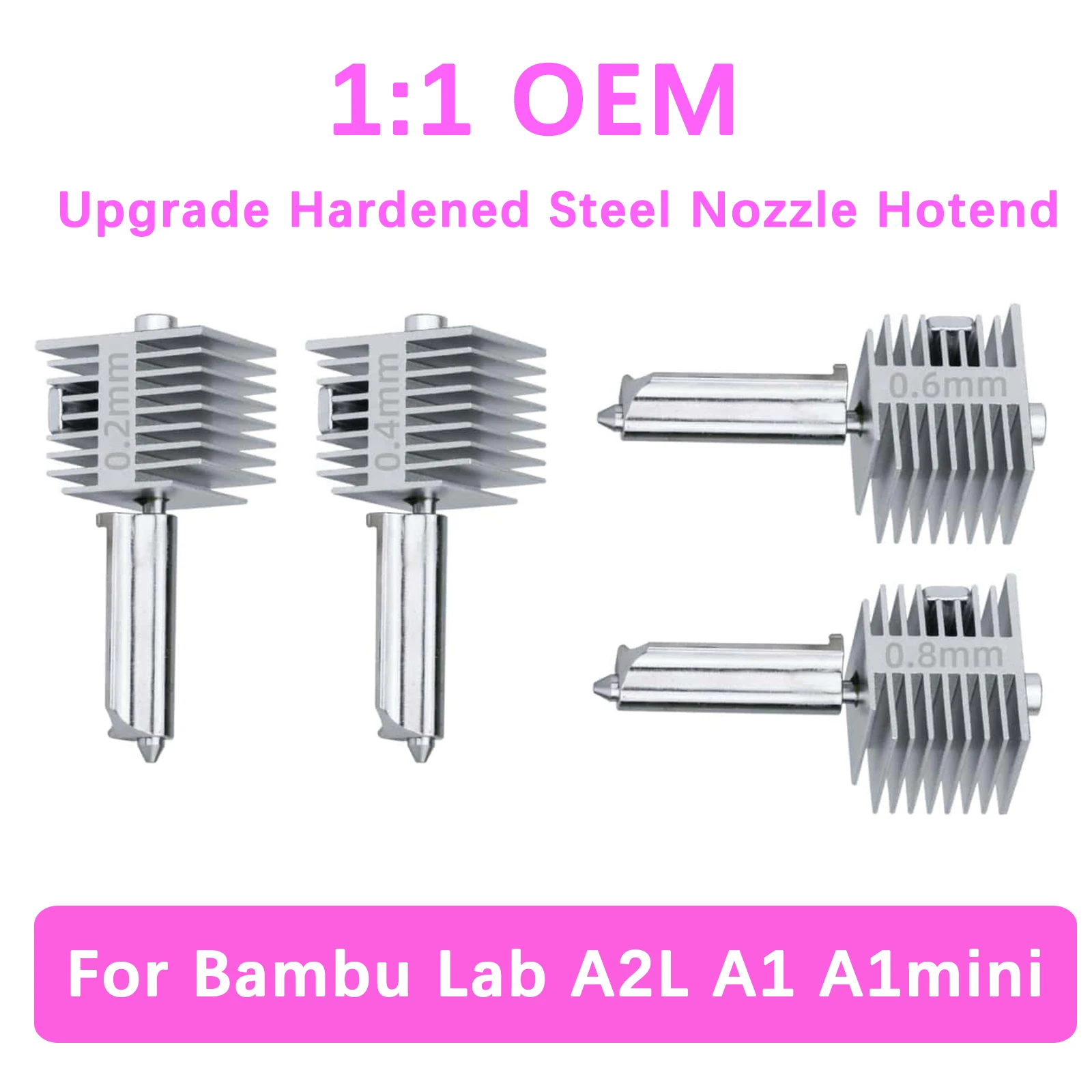 For Bambu Lab A2L High-Precision Hotend Kit A1 Hardened Steel Integrated Nozzle A1mini Hotend Same As Original High Quality