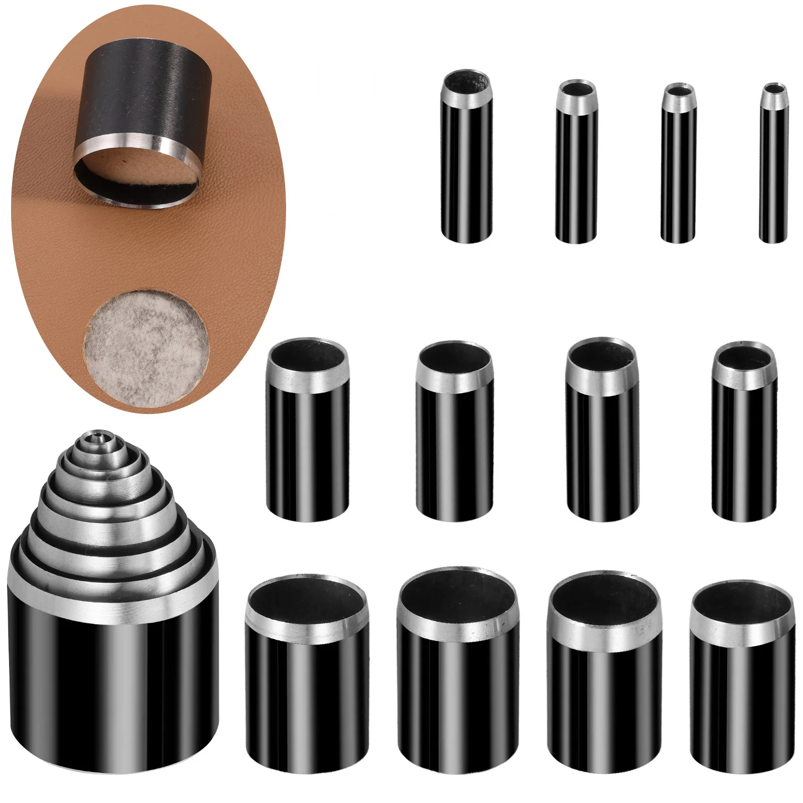 25pcs Leather Hole Punch Circle Cutter Tool Set Punching Die Set 1-22mm Hole Puncher Leather Punch Tool for Handmade
