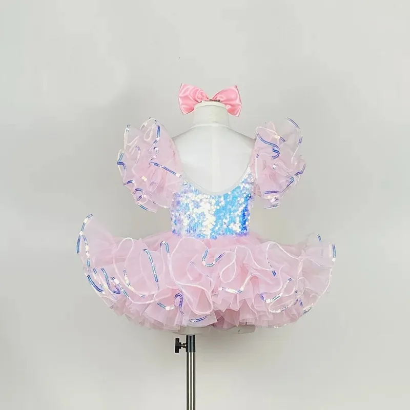 Girls Ballroom Clothing Sequined Modern Dance Tutu Dress Jazz Dance Cosplay Costume Stage Wear Wedding Princess Dress Suit view 4