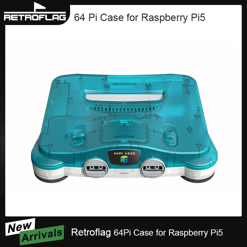 Чехол Retroflag N64Pi с двумя портами USB, хранилищем для SD-карты, безопасным отключением и сбросом для Raspberry Pi5