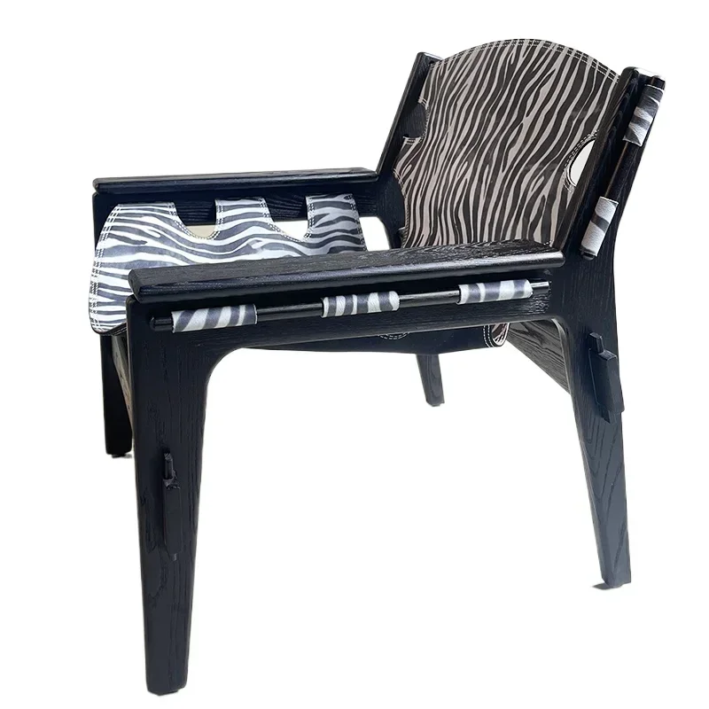 

Designer retro wabi-sabi leather leisure chair medieval single chair B & B hotel coffee shop doudou chair