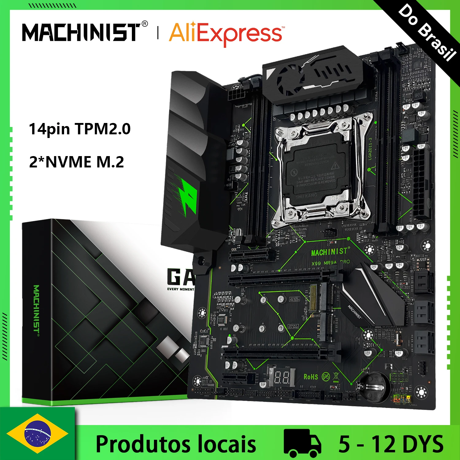 Placa-mãe MACHINIST X99 TPM2.0 LGA 2011-3 para processadores Xeon E5 V3/V4, memória DDR4 de quatro canais, 2*NVME M.2 MR9A PRO ATX