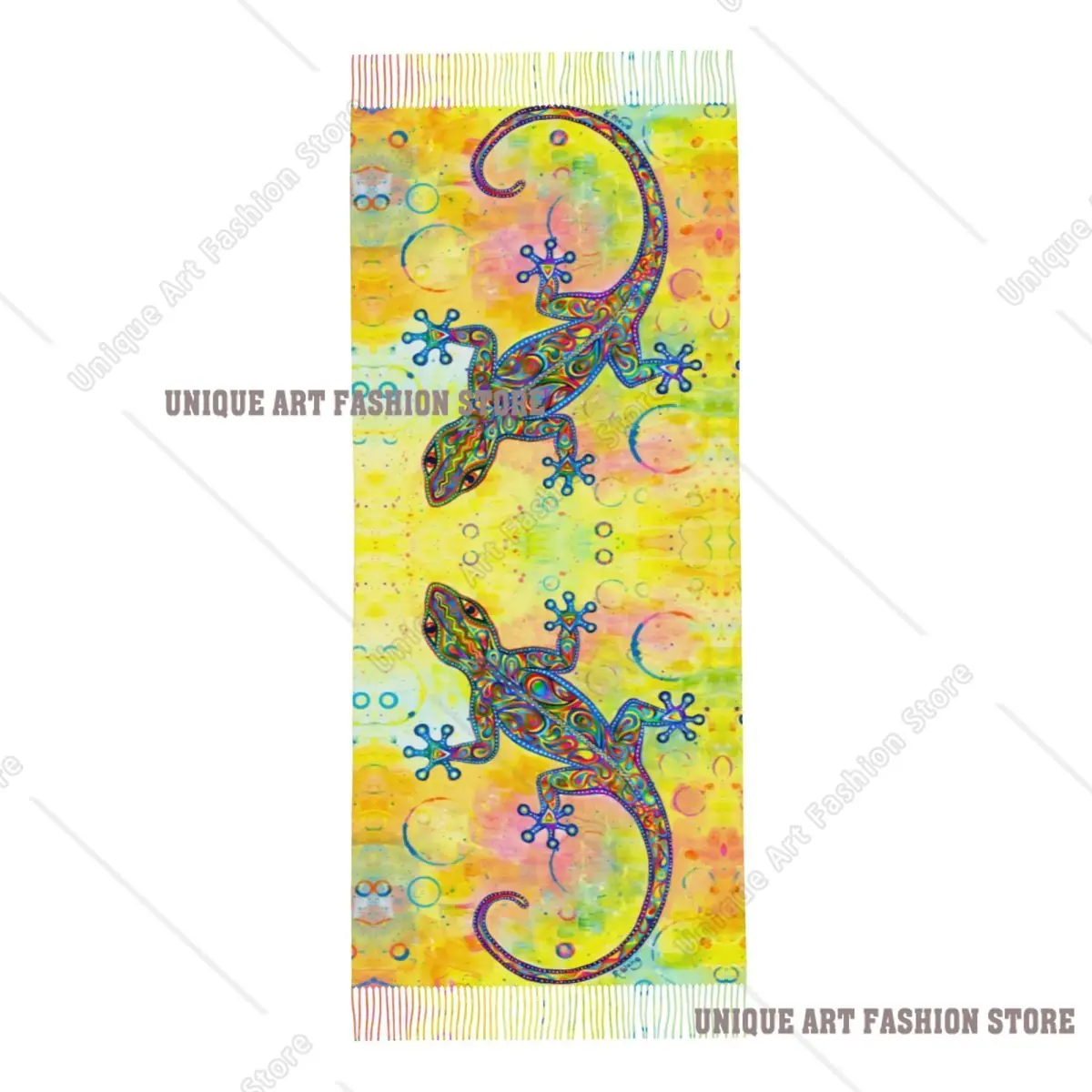 مخصص أبو بريص مخدر بيزلي سحلية وشاح التفاف للنساء شتاء طويل دافئ شرابة شال للجنسين الأوشحة