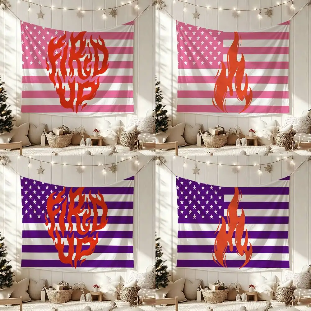 Creative Fashion Flame Fire Flag Digital Printing Banner for Garage Wall Out Door Decoration