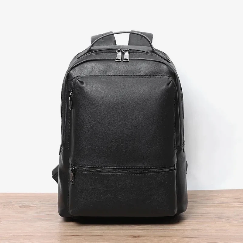 

New Fashion Cow Genuine Leather Men Backpack Real Natural Leather Student Backpacks Boy Luxury Brand Large Computer Laptop Bag