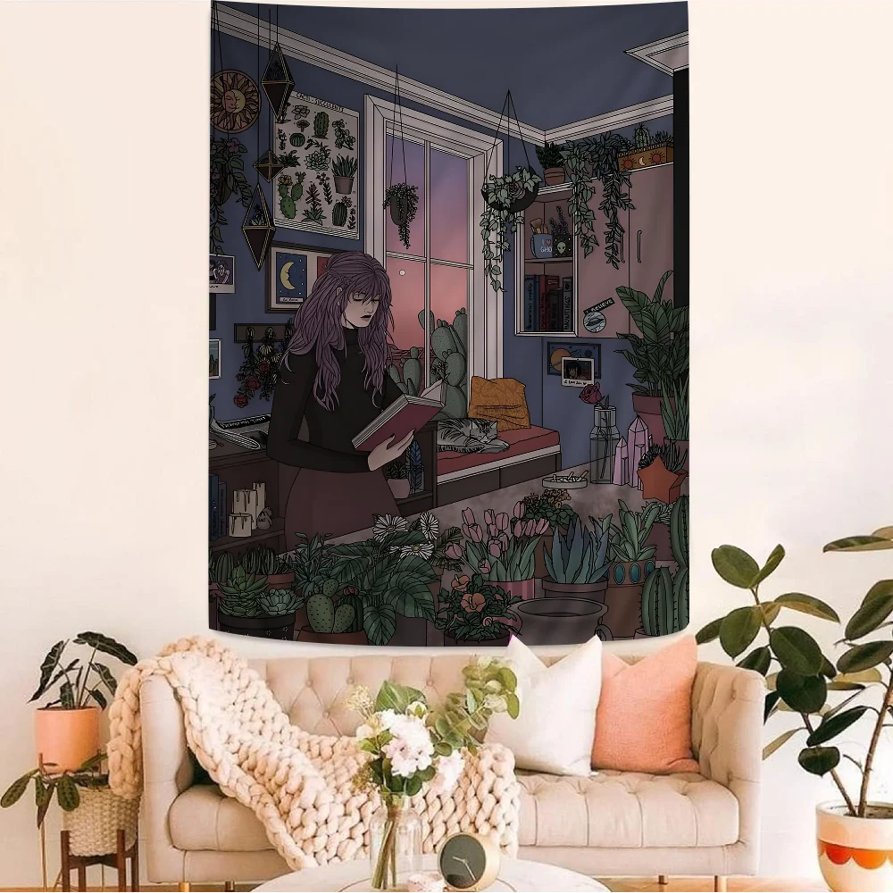 Urban Girl Hippie Wall Hanging Tapestries Art Science Fiction Room Home Decor Kawaii Room Decor