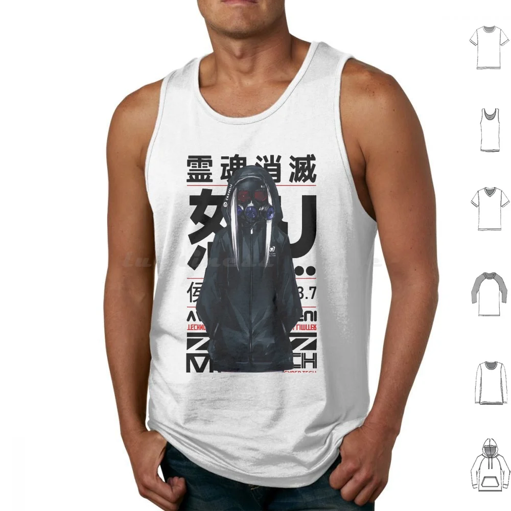 Vaporwave Girl Urban Futuristic Style Tank Tops Vest Sleeveless Cyborg Girl Glitch Vaporwave Japanese Hipster Future Fashion