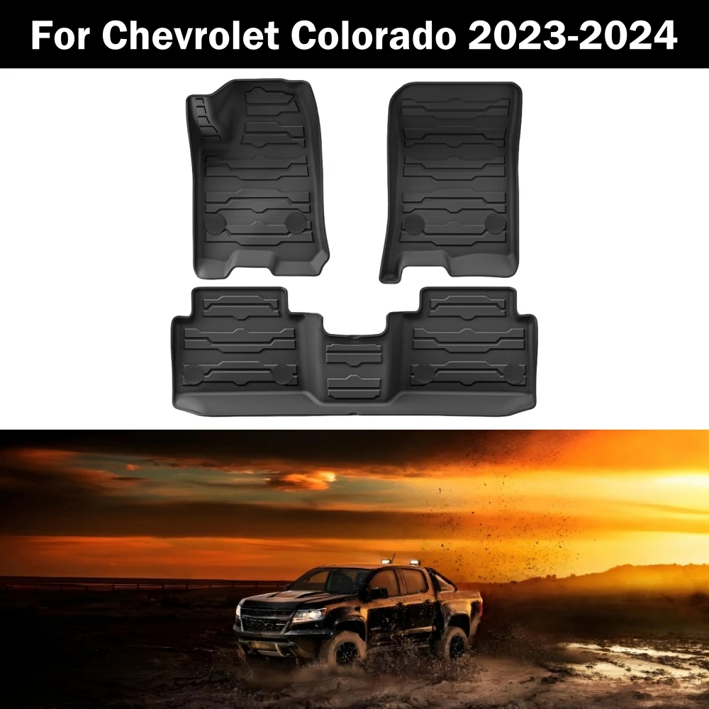 For Chevrolet Chevy Colorado 2023-2024 Floor Mats 3D TPE Foot Pad Set  Tailgate Mat All Weather Cargo Protection Mat