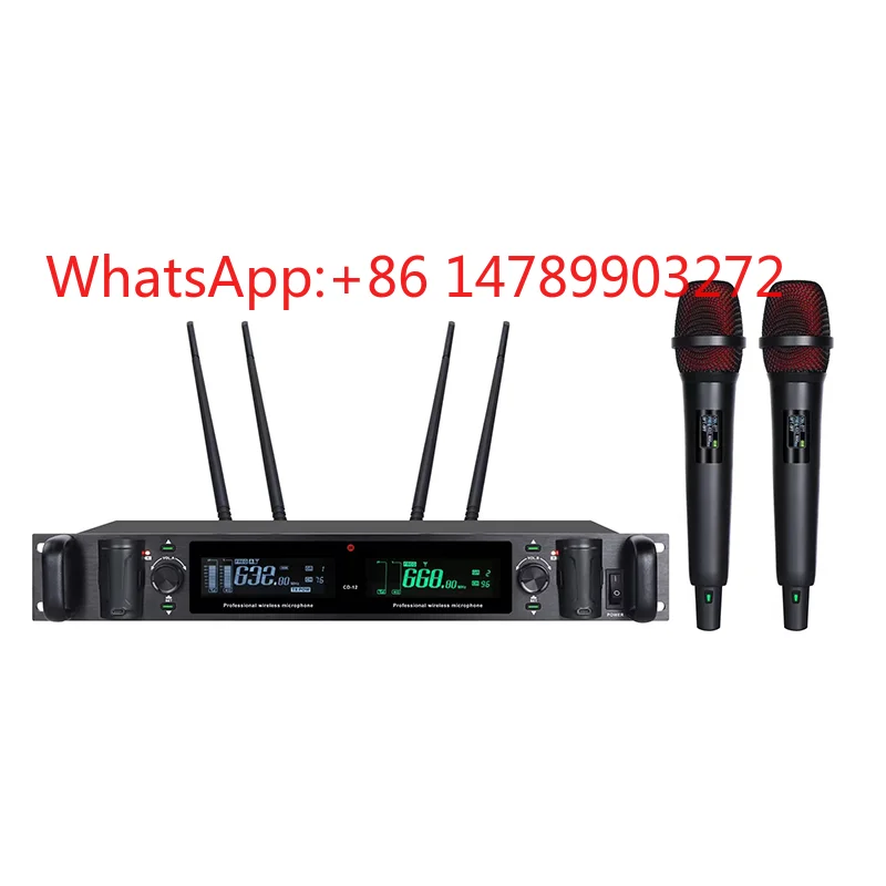

One To Two Wireless Handheld Microphone UHF True Diversity Mic for KTV Conference Wedding Stage