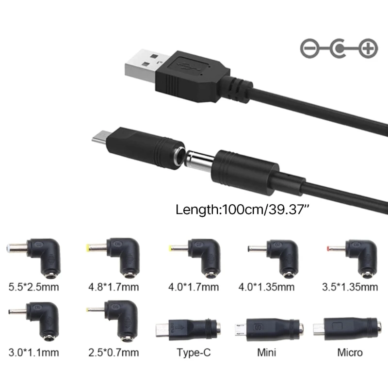 Cable carga USB portátil, Cable alimentación USB a DC5V, 10 adaptadores, convertidor DC5V para miniventiladores,