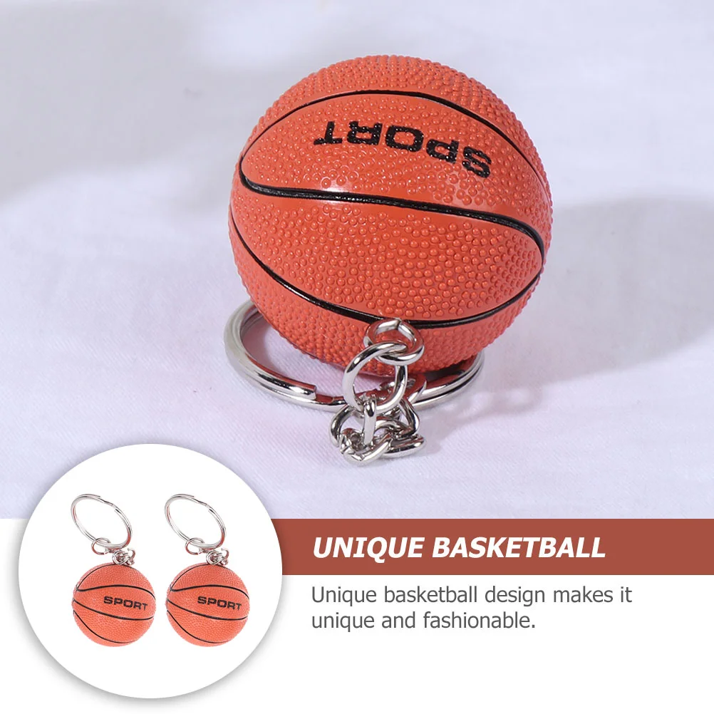 2 Pcs Simulation Basketball Pendant Mini Keyring Decor Keychain Car Gift Decorative Pu Man Ornaments for Kids