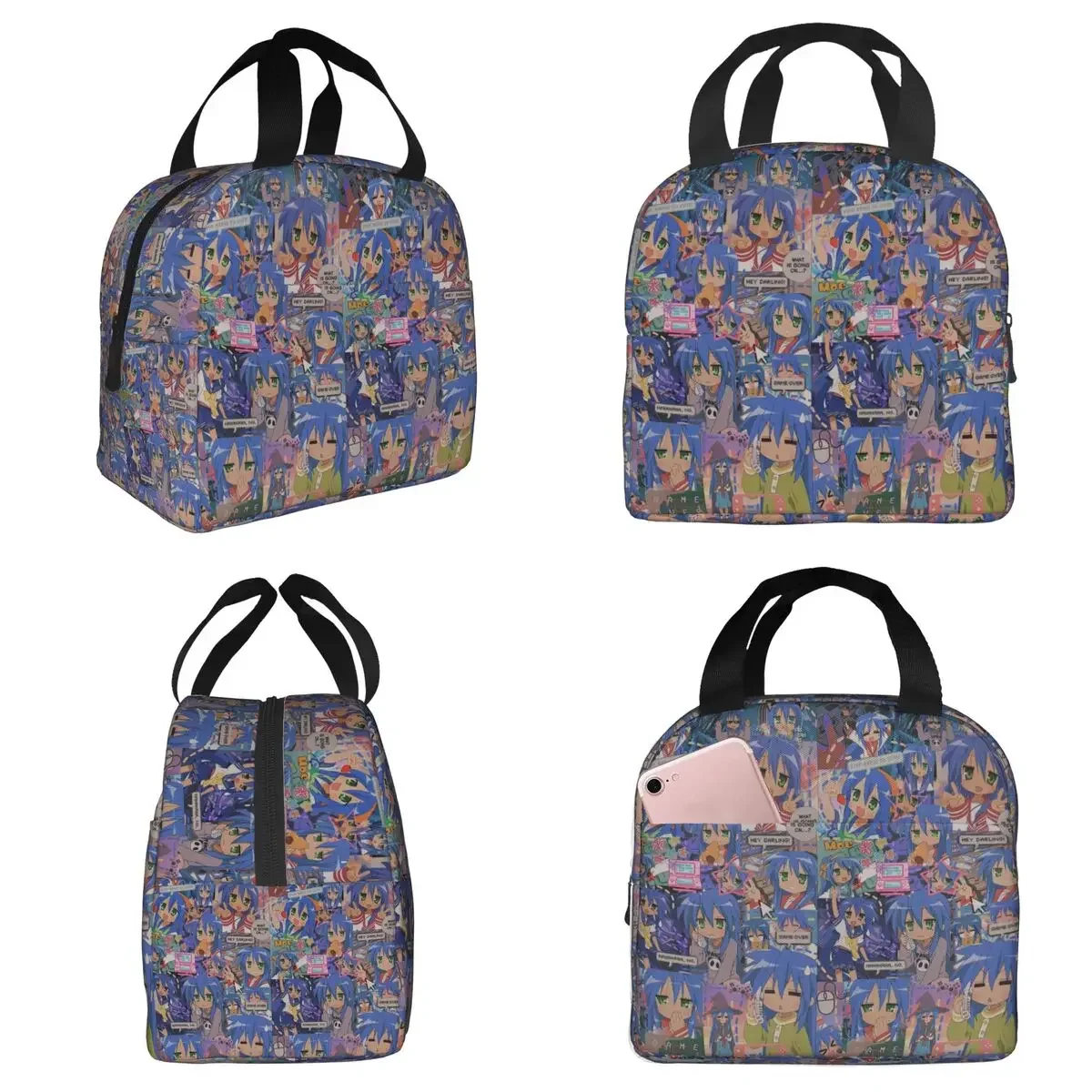 Lucky Star Campus Anime Cartoon Isolierte Lunchtasche für Kinder, Schulkühler, Thermo-Lebensmittelbox, auslaufsichere Lunchboxen, Behälter