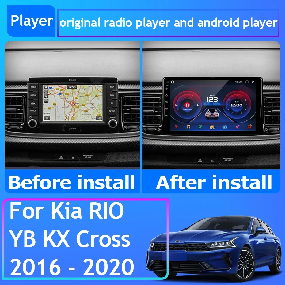 Auto Radio Carplay Android 13 Für Kia RIO YB KX Kreuz 2016-2020 GPS Navigation Android Auto 5G wifi Video Keine 2din DVD