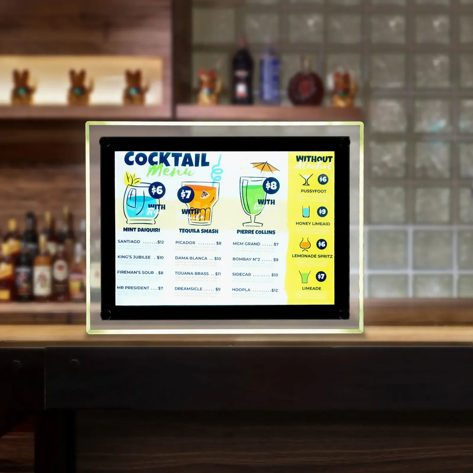 A4 Size 17"x11" Commercial LED Light Box - Backlit Menu Board for Restaurants, Illuminated Advertising Sign