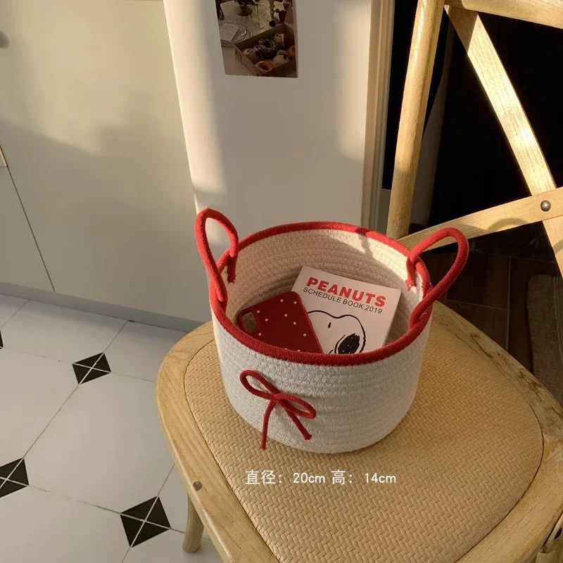 الشمال القطن حبل سلات التخزين المنسوجة سطح المكتب أشتات الاطفال اللعب المنظم صندوق مفاتيح وجبات خفيفة صندوق أشتات المنظم