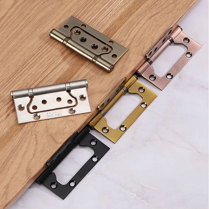 2PCS Stainless Steel Door Hinges 4 Inch Invisible Mute Thickened Bearings Hardware Hinge Accessories for Wooden Doors Window
