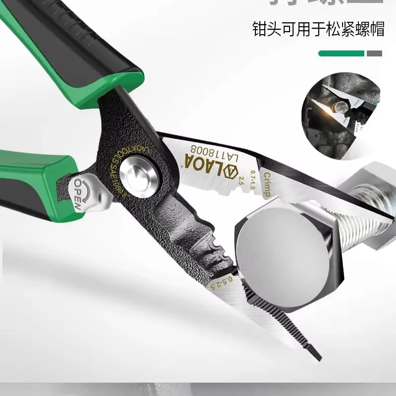 LAOA 8 inch Crimping Tools Needle-nose Pliers Multitool Nippers Cable Wire Stripper Aalicate Long Nose Pliers With Lock Function